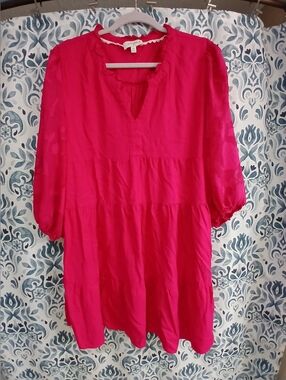 Umgee Fuschia Tiered Peasant Dress